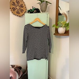 Old Navy 3/4 Sleeve Shirt, Black & White Stripe, Size Small